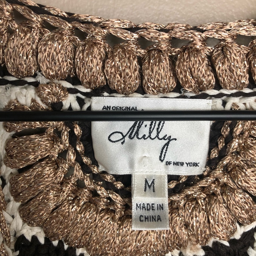 NWT Milly crochet gold and black tank dress M - Picture 4 of 8
